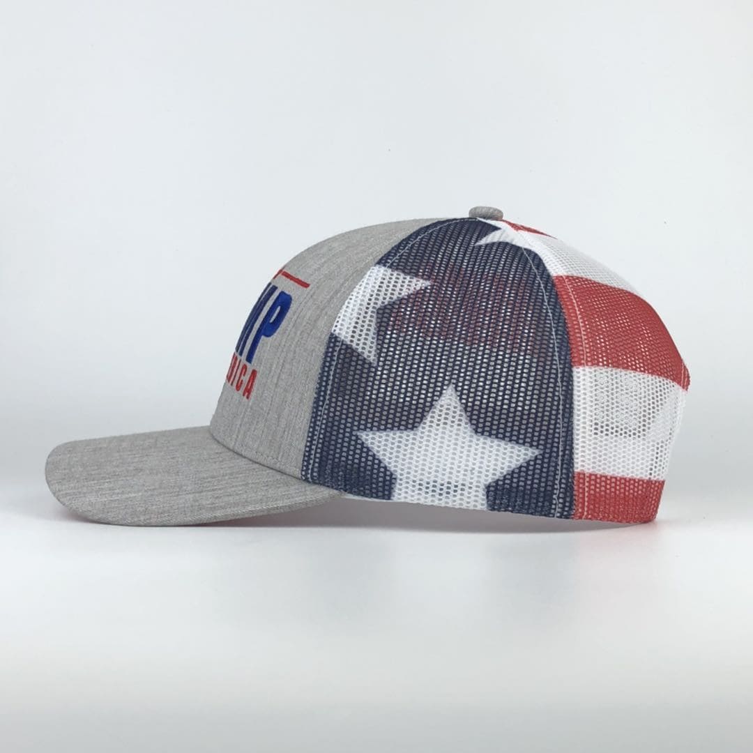 Trump 2024 Save America American Flag Mesh Trucker Hat - LiberTee Shirts