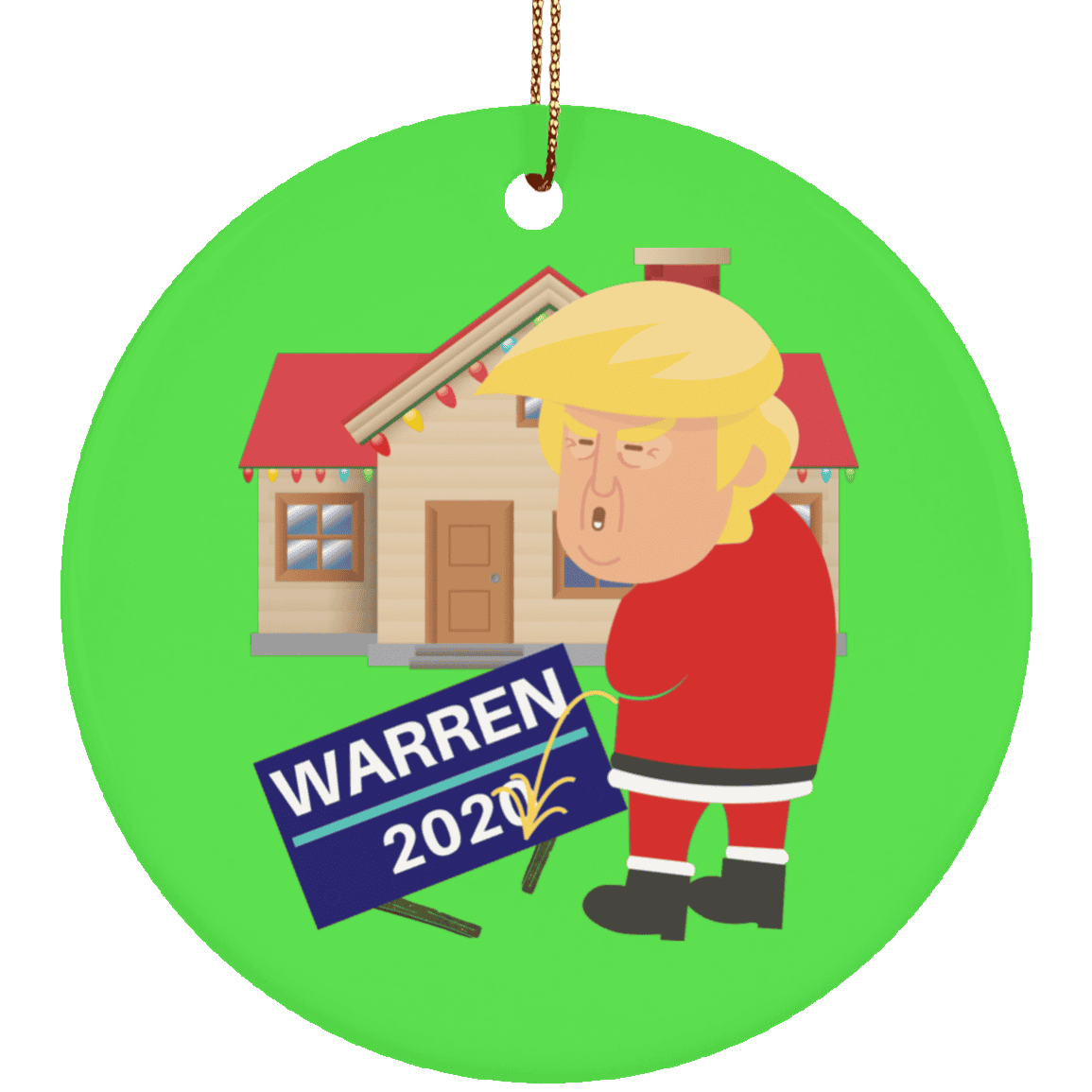 Trump pissin on warren Ornament - LiberTee Shirts