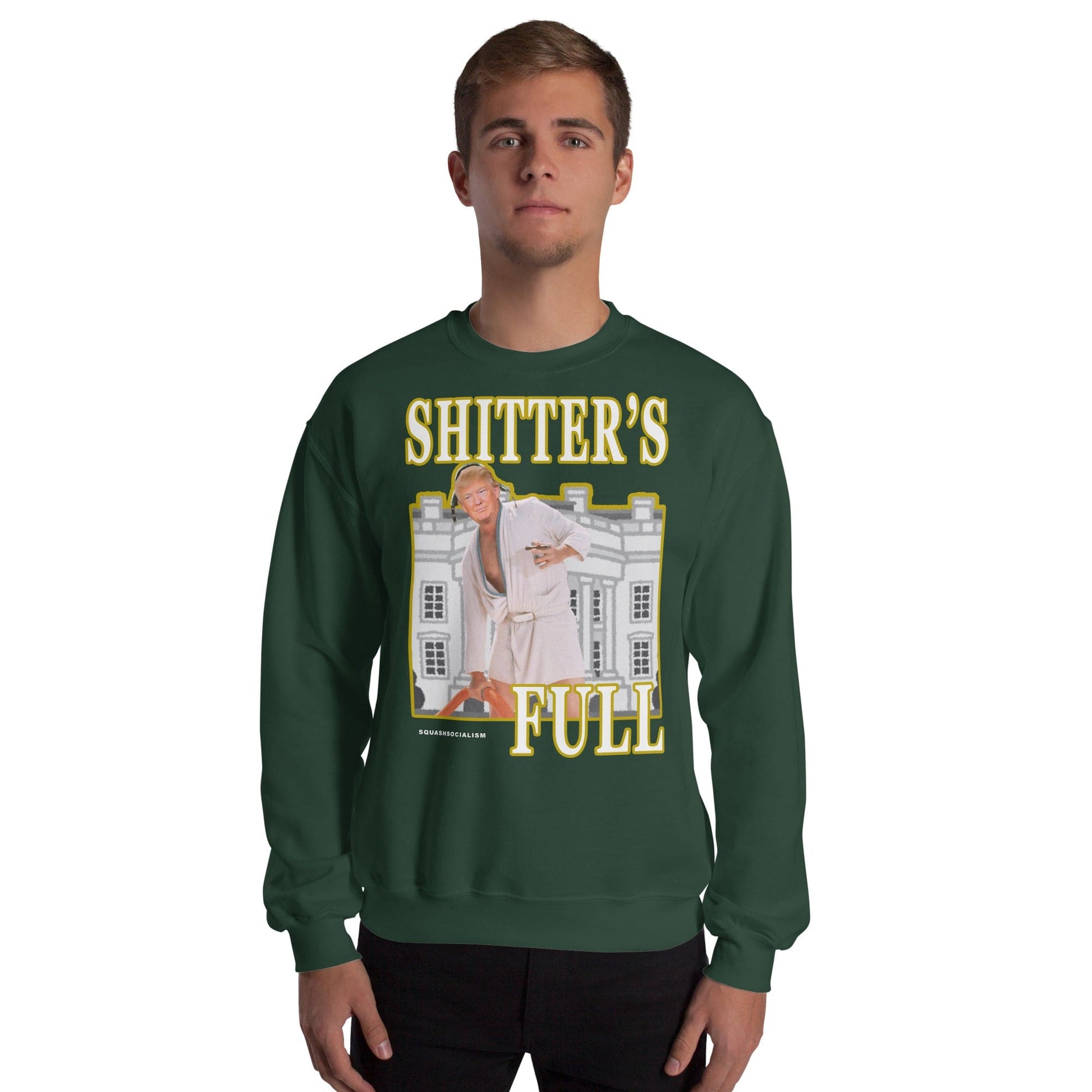 Trump "Shitter's Full" Ugly Christmas Sweater - Green - LiberTee Shirts