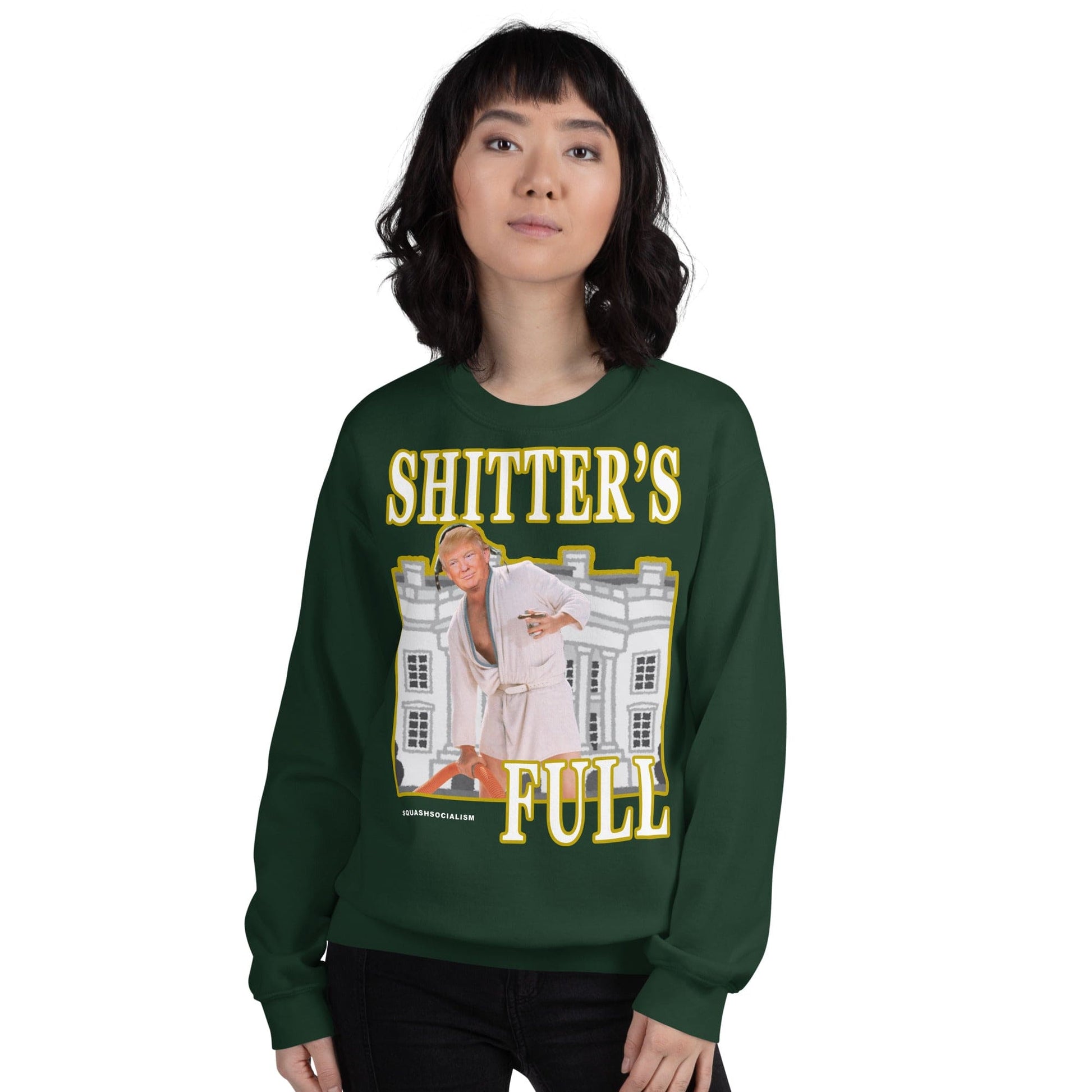 Trump "Shitter's Full" Ugly Christmas Sweater - Green - LiberTee Shirts