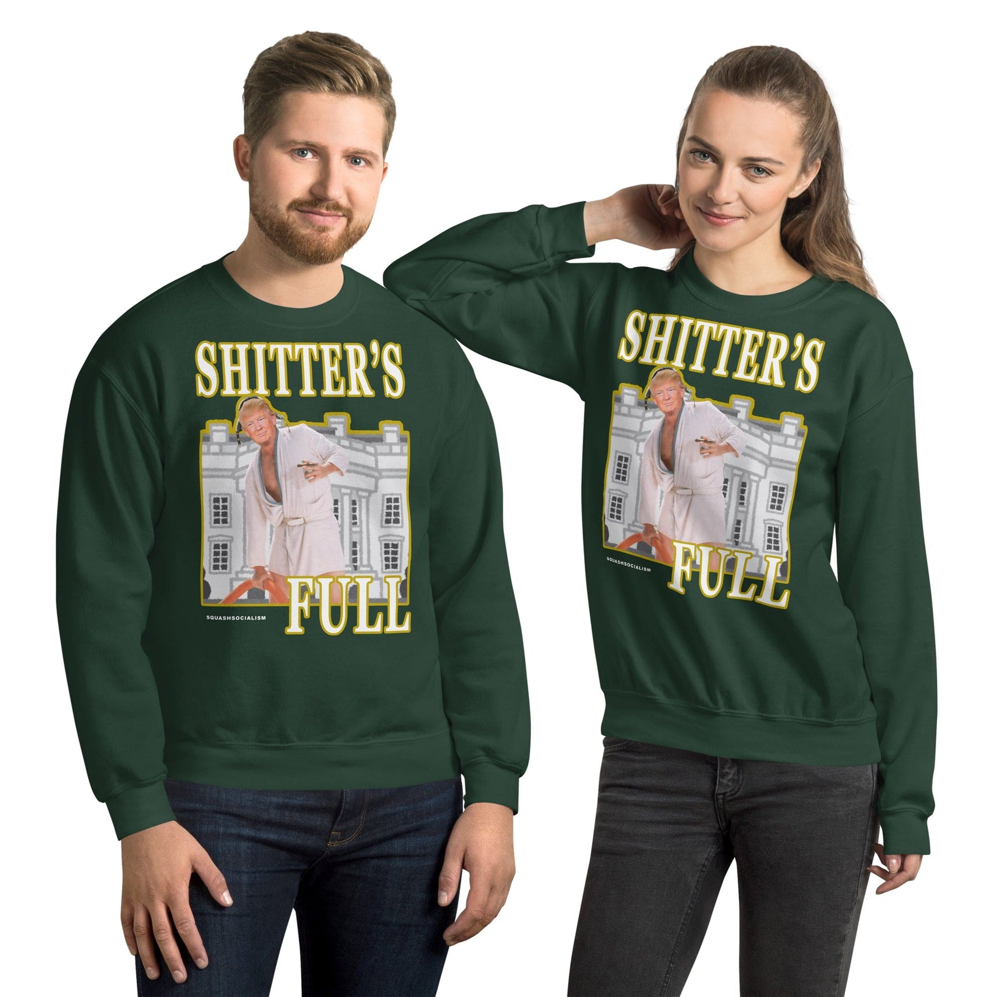 Trump "Shitter's Full" Ugly Christmas Sweater - Green - LiberTee Shirts