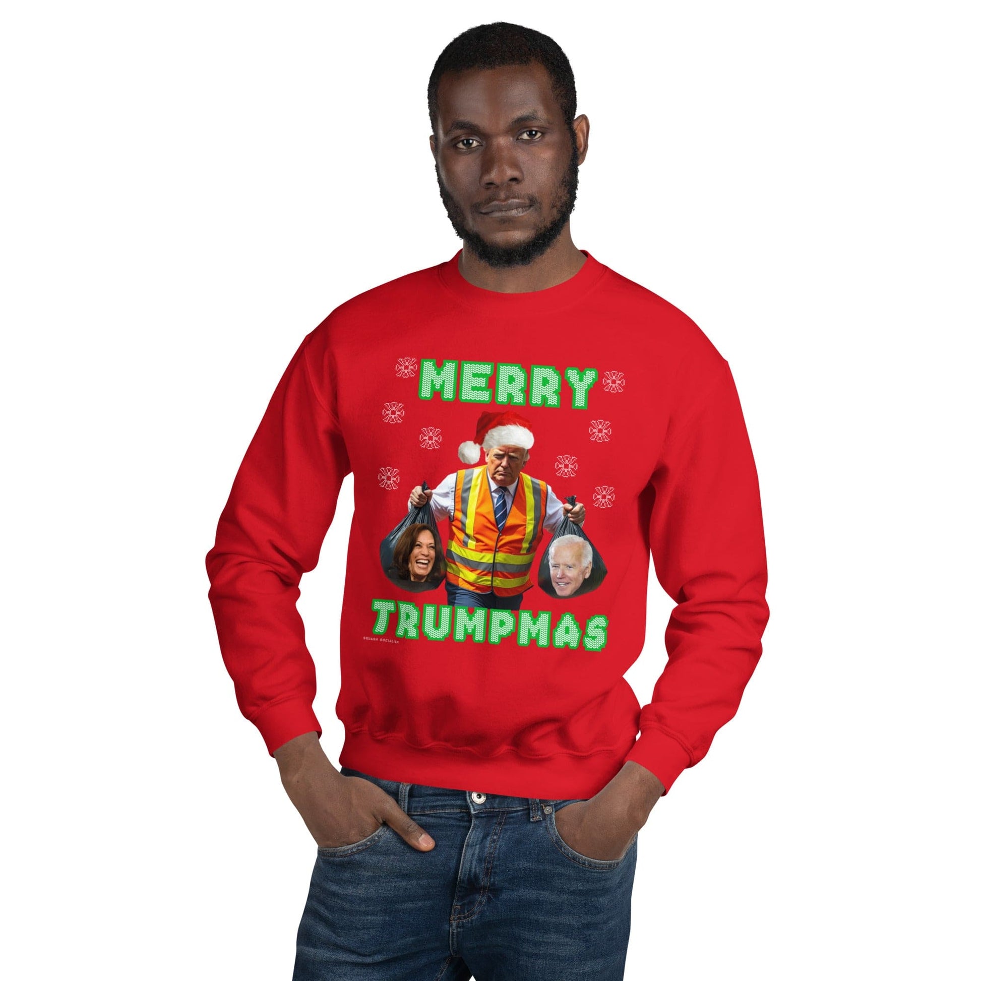 Merry Trumpmas Taking out the Garbage Ugly Christmas Sweatshirt - LiberTee Shirts