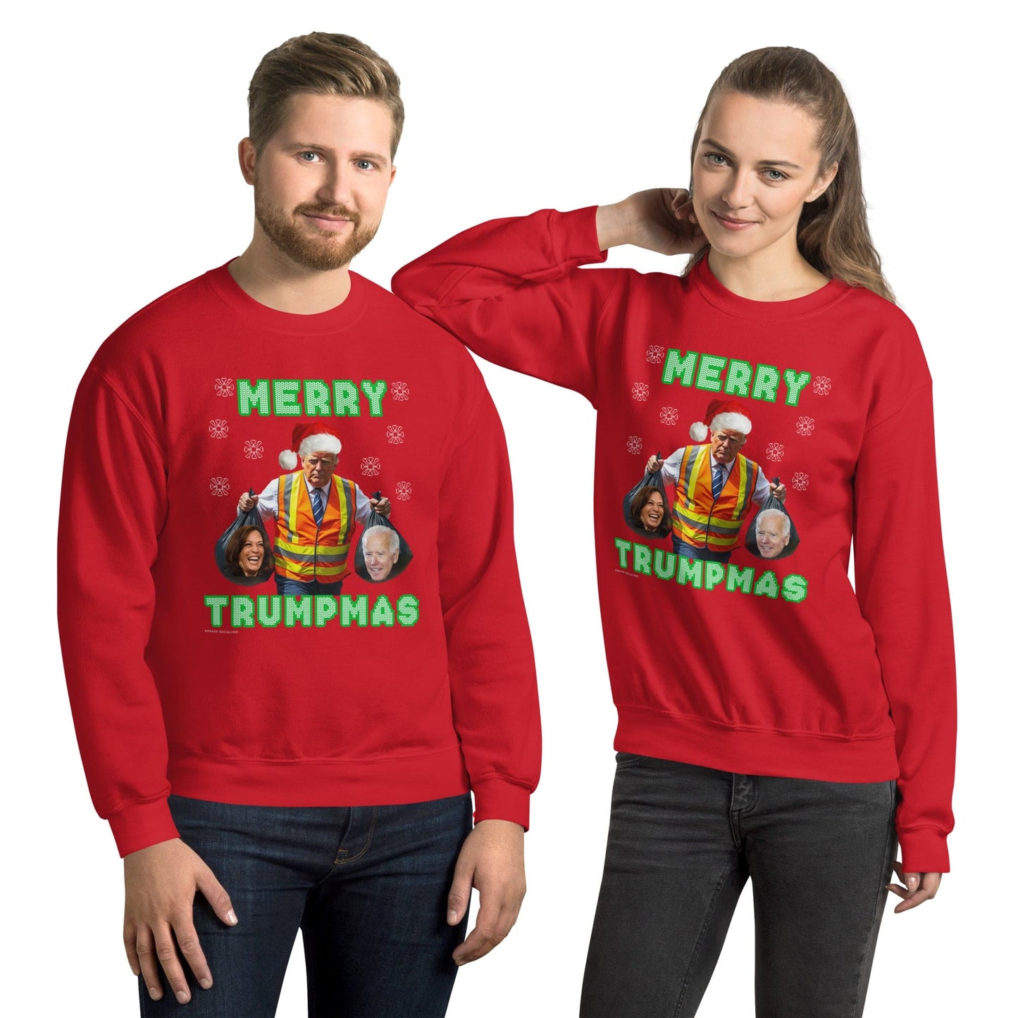 Merry Trumpmas Taking out the Garbage Ugly Christmas Sweatshirt - LiberTee Shirts