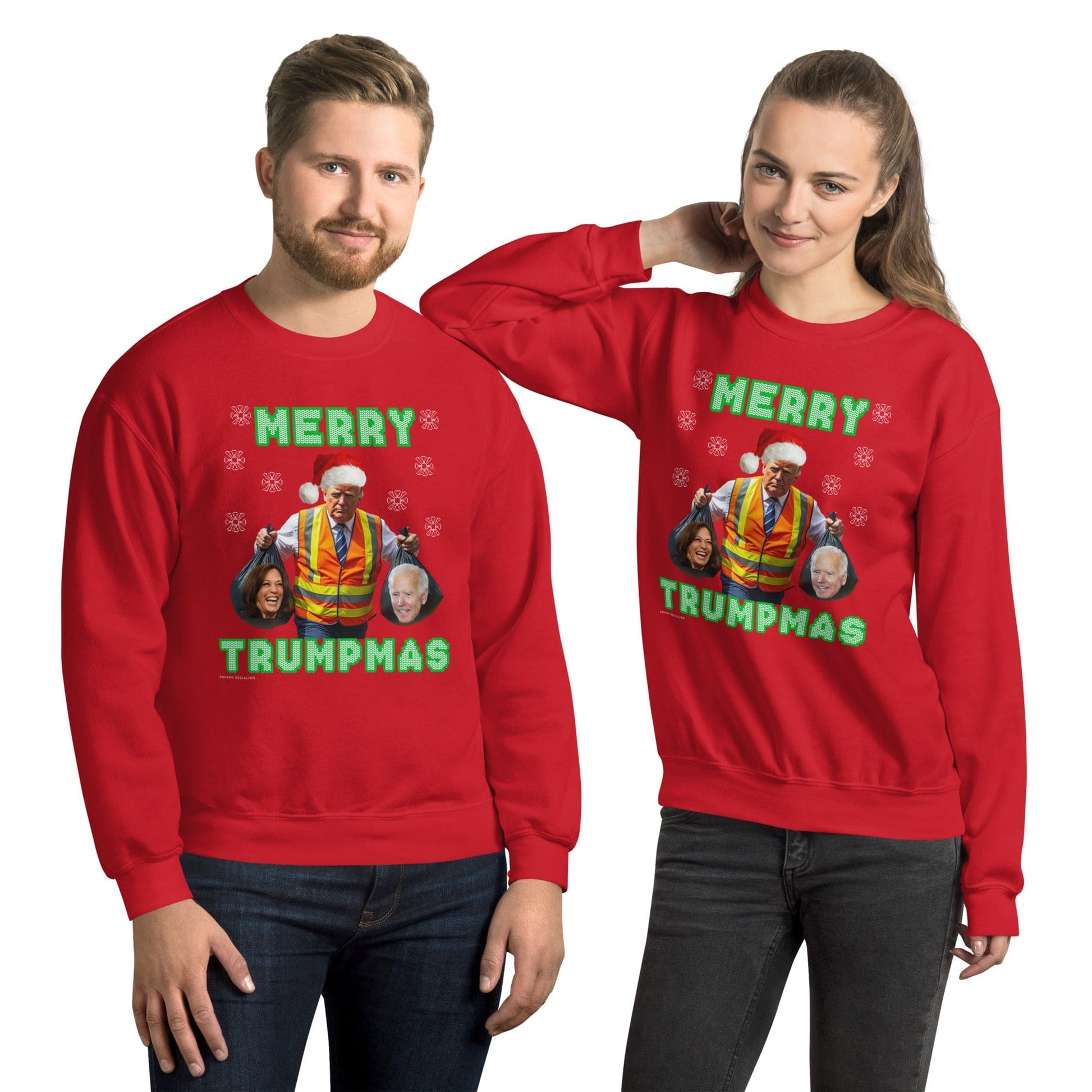 Merry Trumpmas Taking out the Garbage Ugly Christmas Sweatshirt - LiberTee Shirts