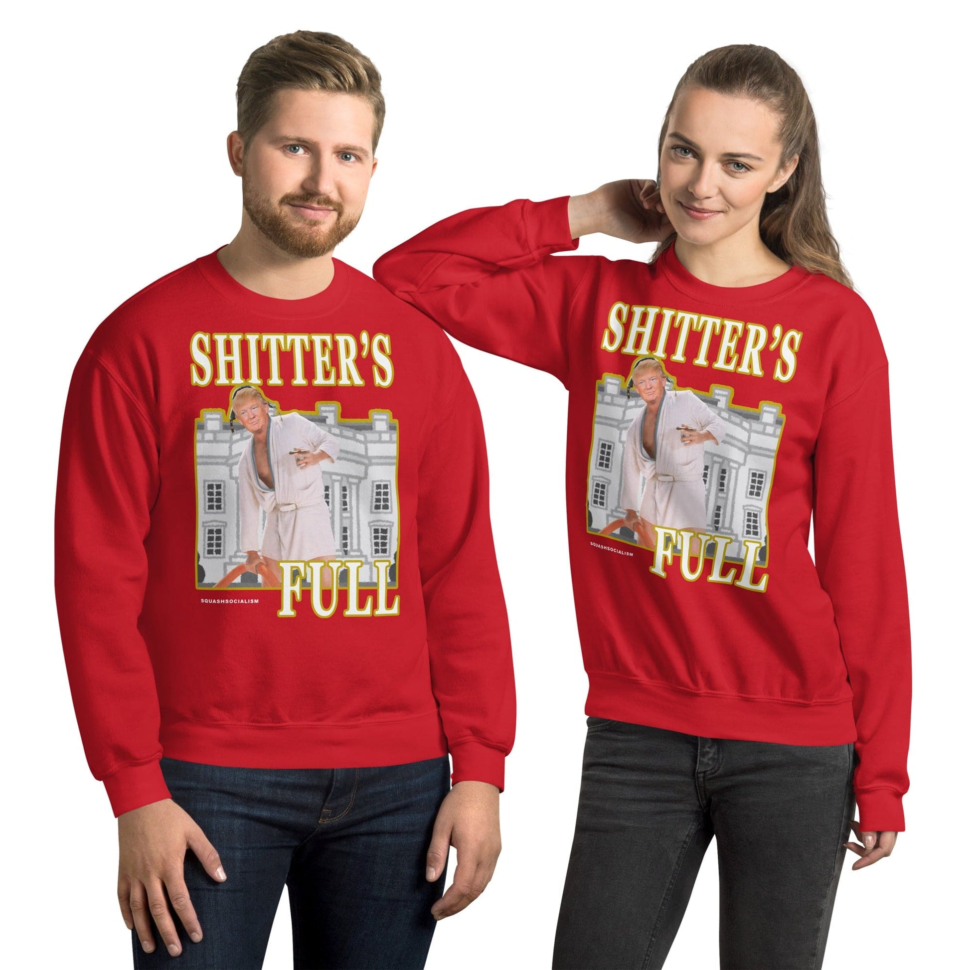 Trump "Shitter's Full" Ugly Christmas Sweater - LiberTee Shirts