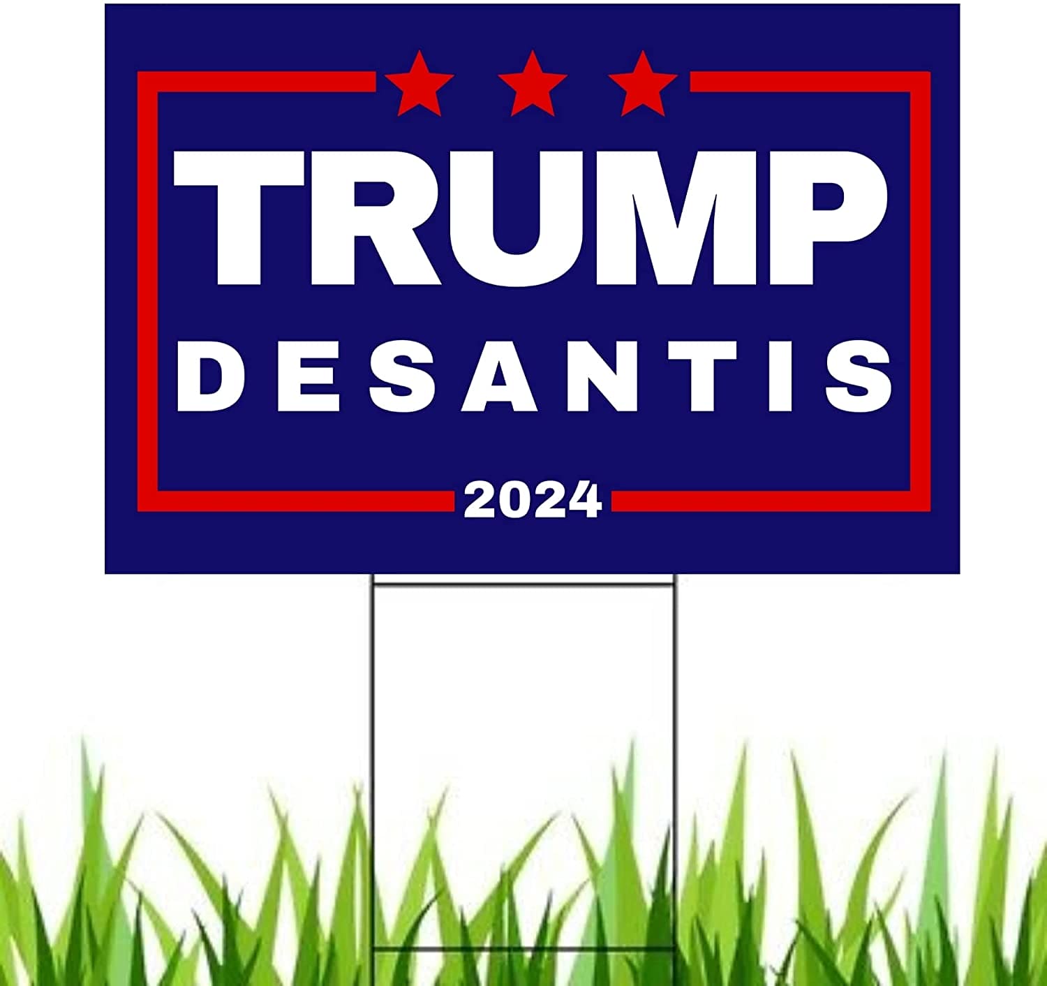 Trump Desantis 2024 Yard Sign | Donald Trump and Ron Desantis 18" x 12" Lawn Sign with Metal Stake - 2 Flags - LiberTee Shirts