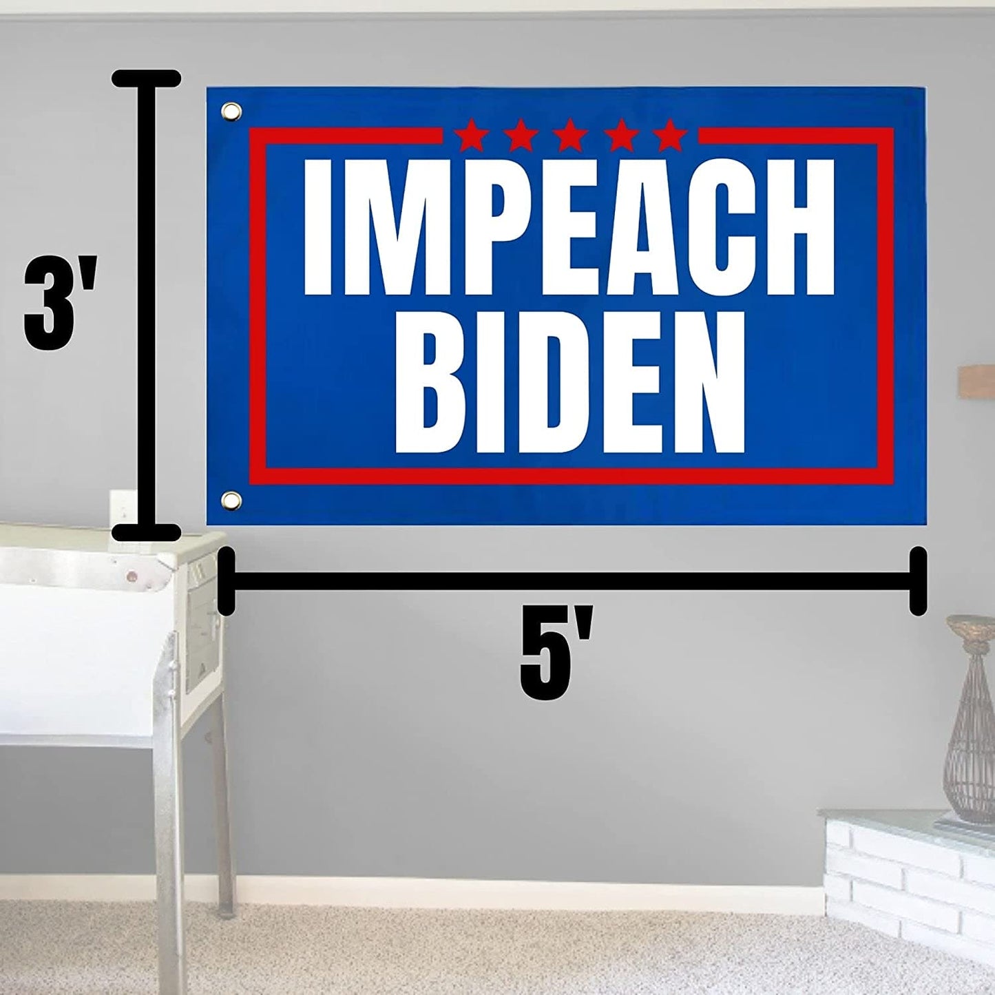 Impeach Joe Biden Flag | Anti Sleepy Joe Biden 3ft by 5ft Single-Side Flag Banner with Grommets on Side | Pro Trump and Republican Flag - LiberTee Shirts