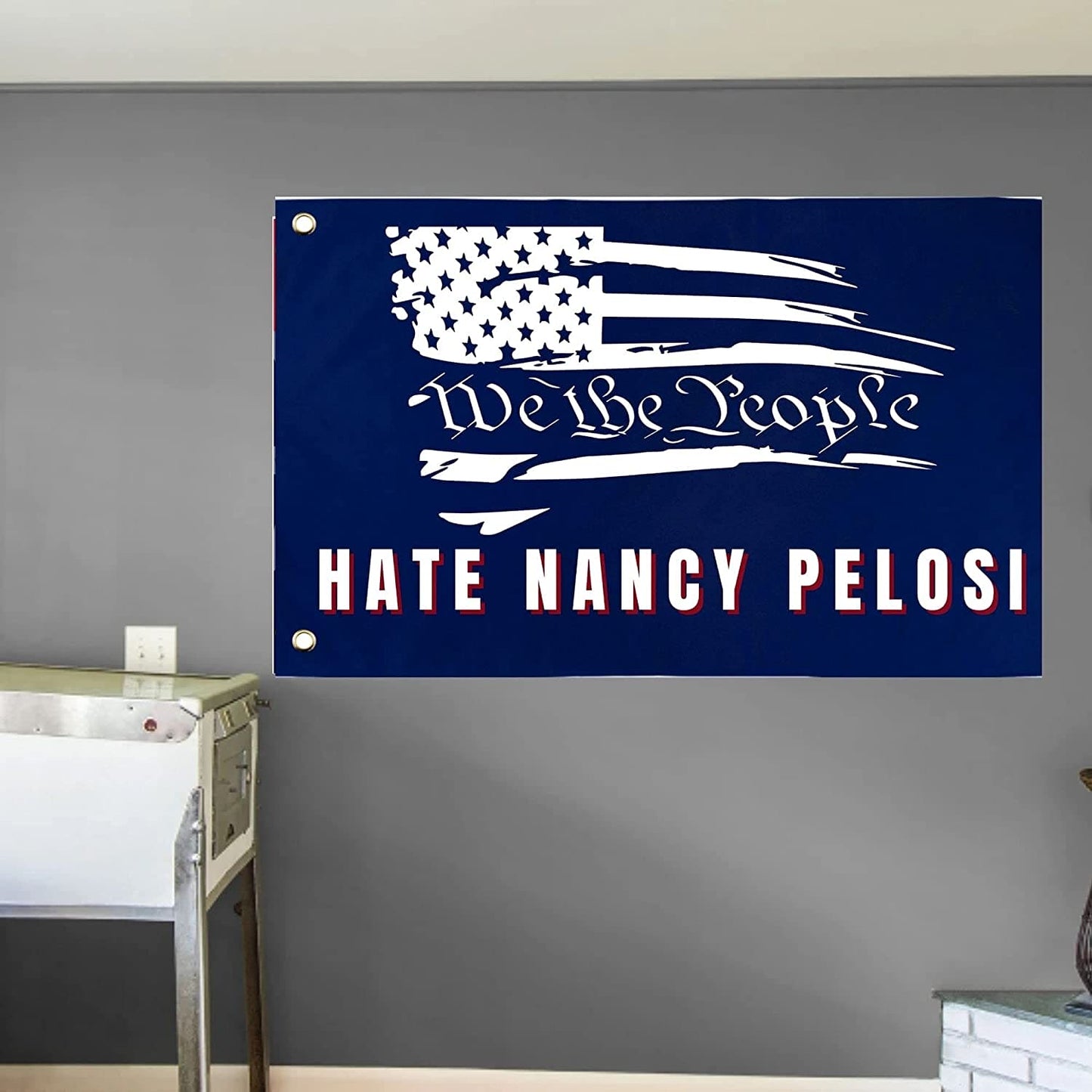 Anti Nancy Pelosi Wall Flag | Funny Crazy Nancy 3x5 ft Single-Sided Banner with Grommets | Great Gift Idea for Trump Supporters and Republicans - LiberTee Shirts