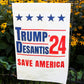 Trump and Desantis '24 Save America Garden Flag | 12"x18" Donald Trump Ron Desantis 2024 Yard Sign - LiberTee Shirts