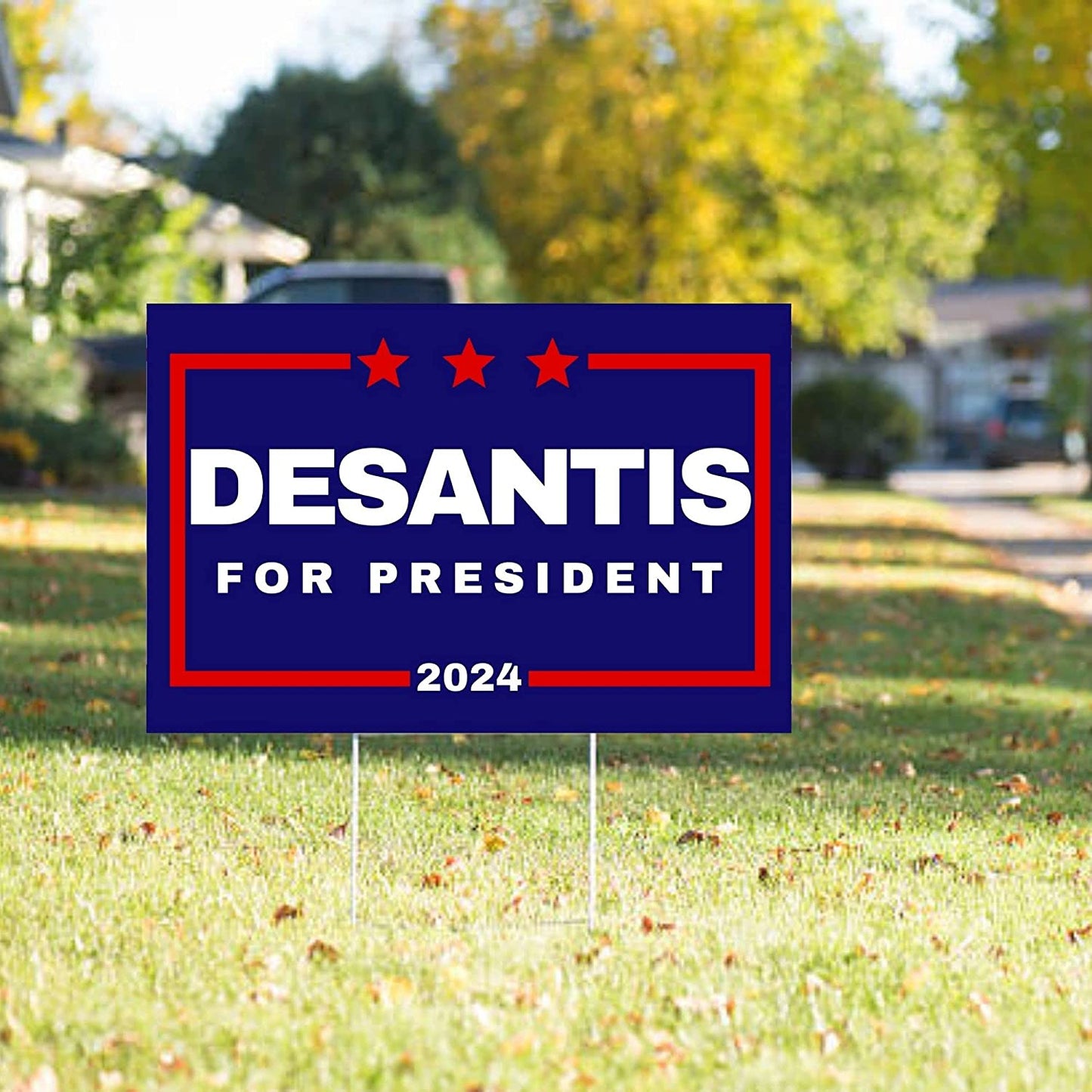 Desantis '24 Yard Sign | Ron Desantis for President 2024 Corrugated Lawn Sign with Metal Stake - LiberTee Shirts