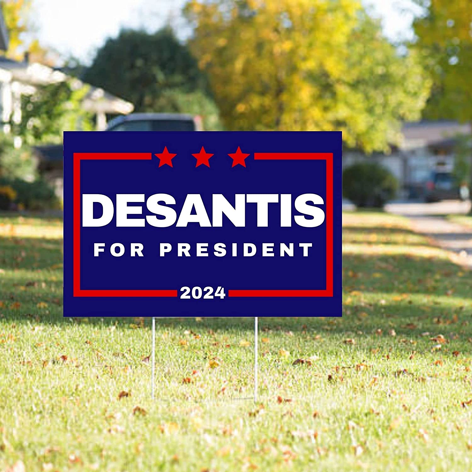 Desantis '24 Yard Sign | Ron Desantis for President 2024 Corrugated Lawn Sign with Metal Stake - LiberTee Shirts