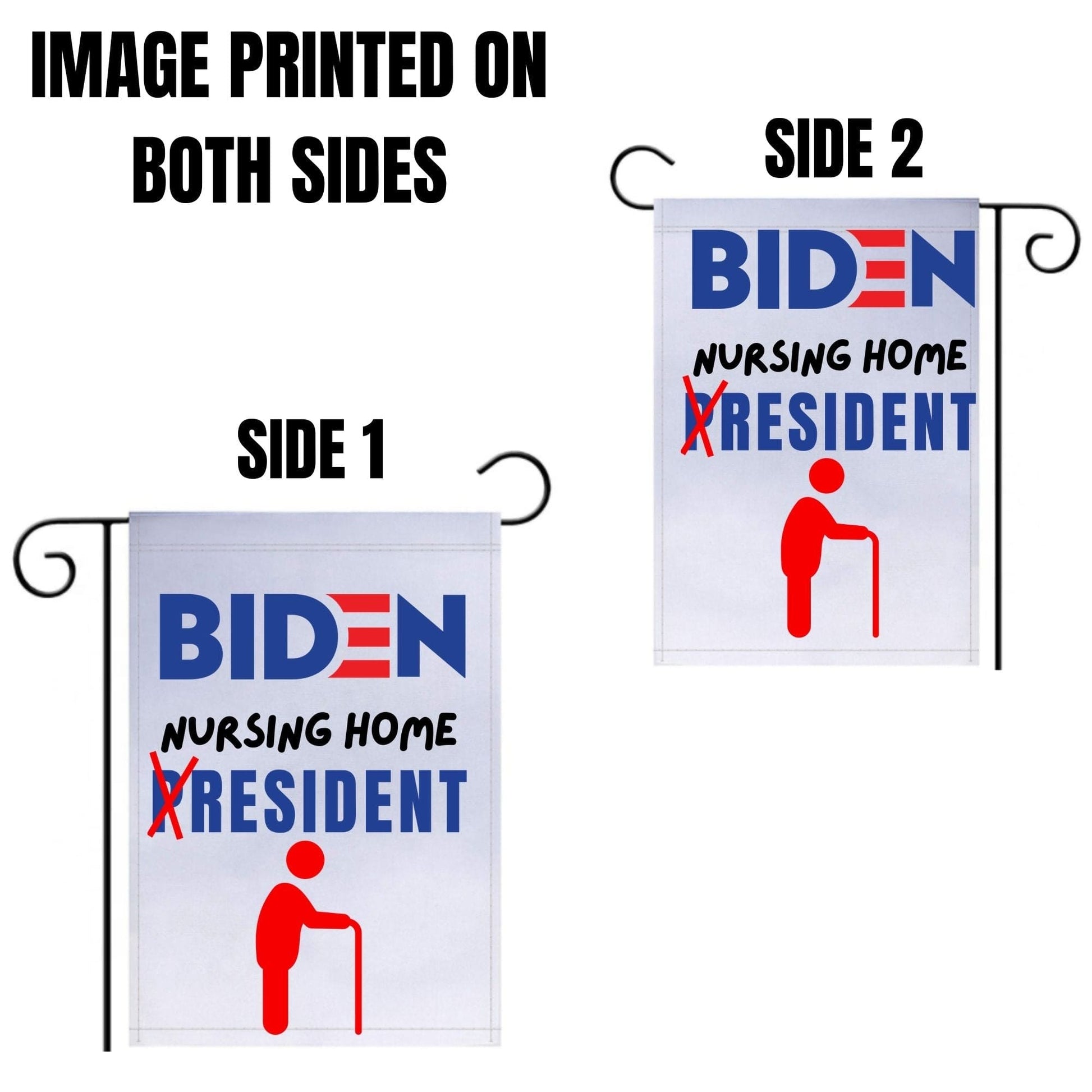 Pesky Patriot Joe Biden Nursing Home Resident Garden Flag | Funny Anti Biden 12x18 Double-Sided Flag Banner for Lawn and Garden | Great Gift Idea for Trump Supporter Republicans - LiberTee Shirts