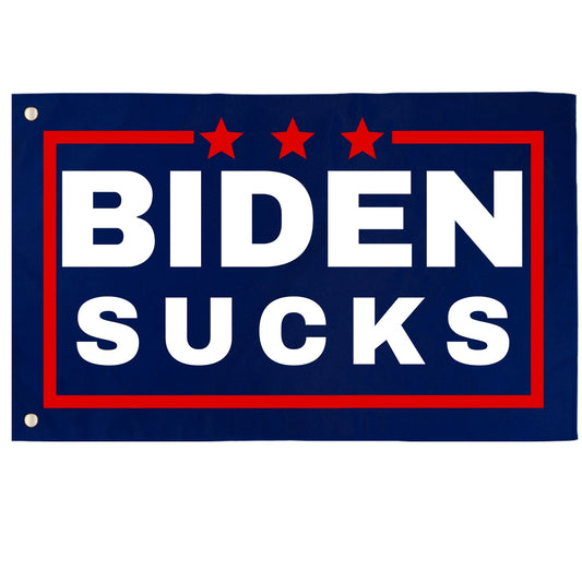 Joe Biden Sucks Wall Flag | Funny Anti Biden 3x5 ft Single-Sided Banner with Grommets | Great Gift Idea for Trump Supporter Republicans - LiberTee Shirts