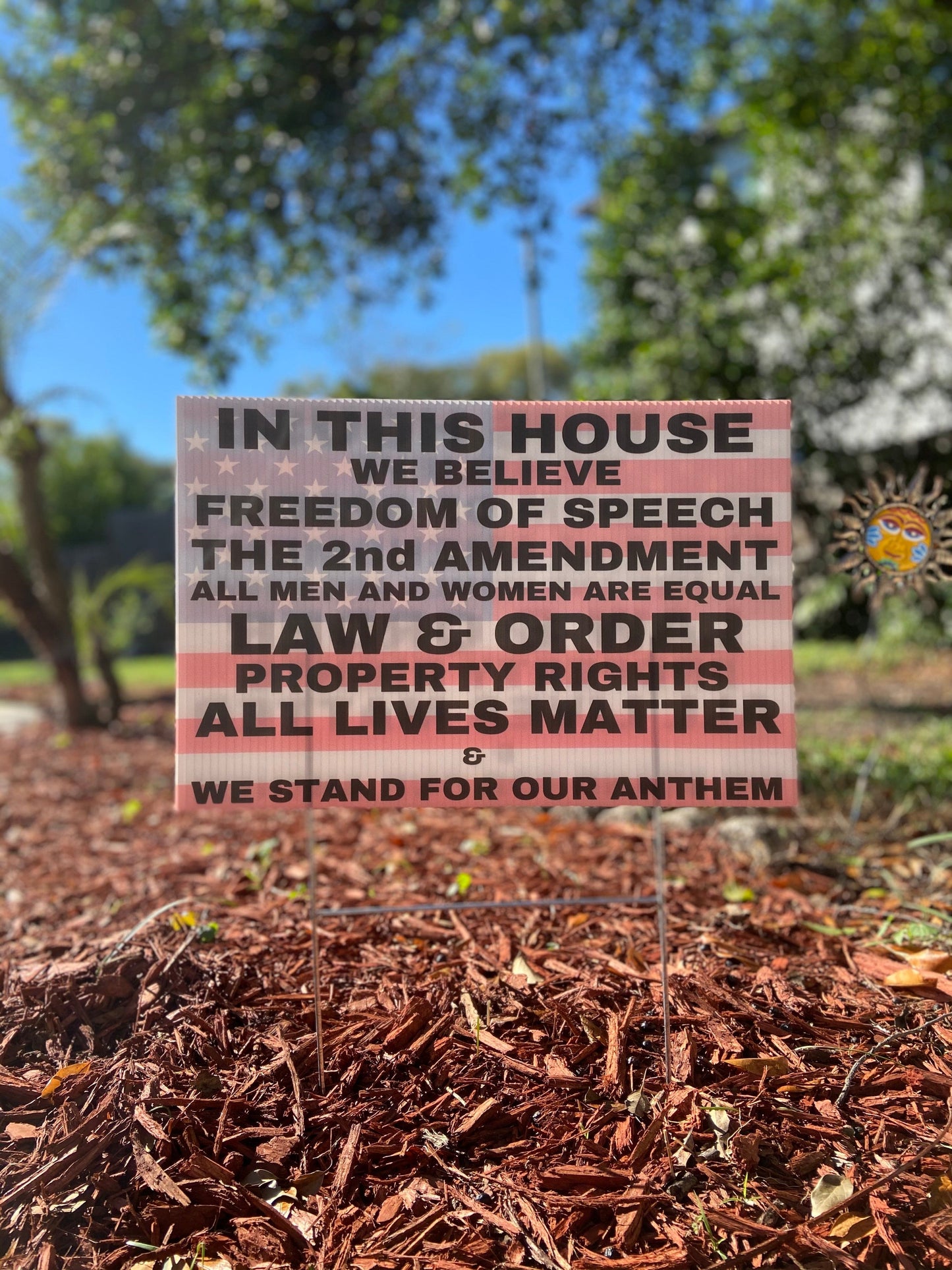 In this House We Believe in Conservative Values Yard Sign | 18"x12" Patriotic Freedom Lawn Sign - LiberTee Shirts