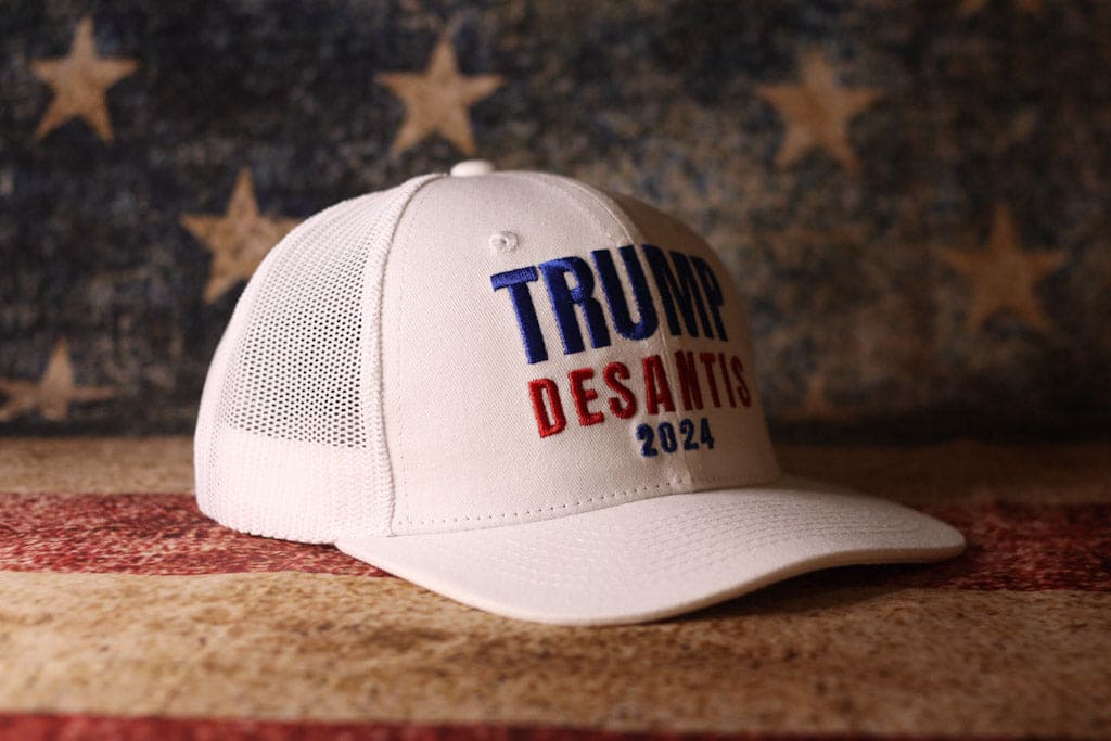 Donald Trump and Ron Desantis 2024 Trucker Hat - LiberTee Shirts