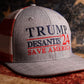 Trump DeSantis 2024 American Flag Back Mesh Trucker Hat - LiberTee Shirts