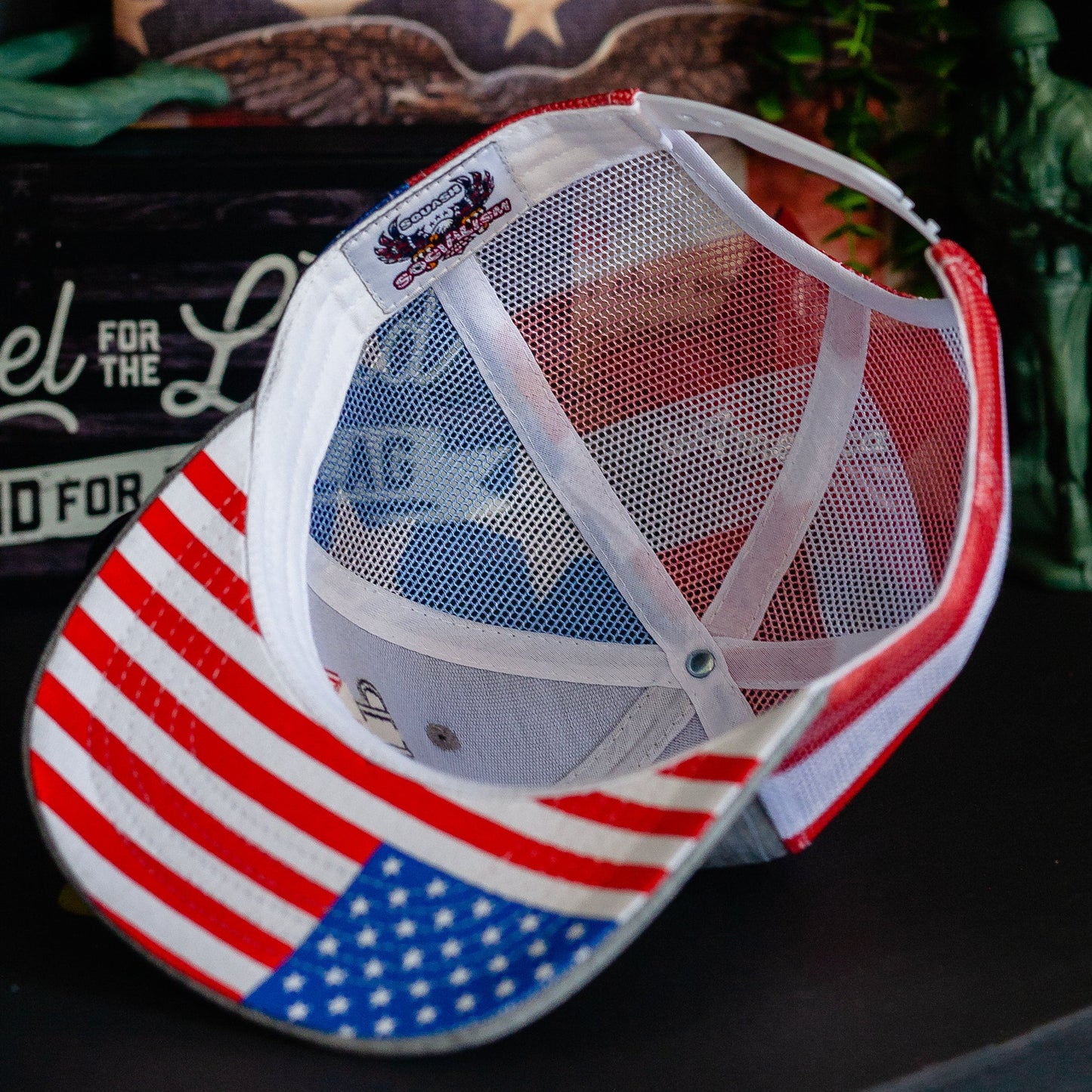Trump DeSantis 2024 American Flag Back Mesh Trucker Hat - LiberTee Shirts
