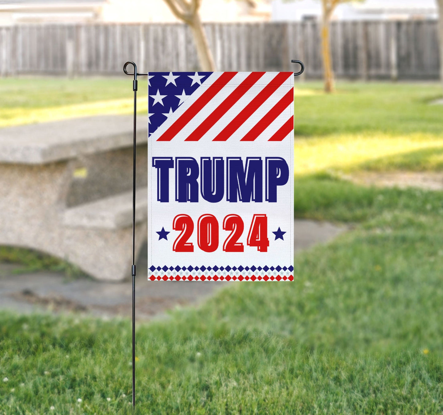 LiberTee Trump for President 2024 Outdoor Garden Flag | Trump 24 Save America 12x18 Flag Banner for Lawn or Garden | Patriotic Flag for MAGA Supporters - LiberTee Shirts