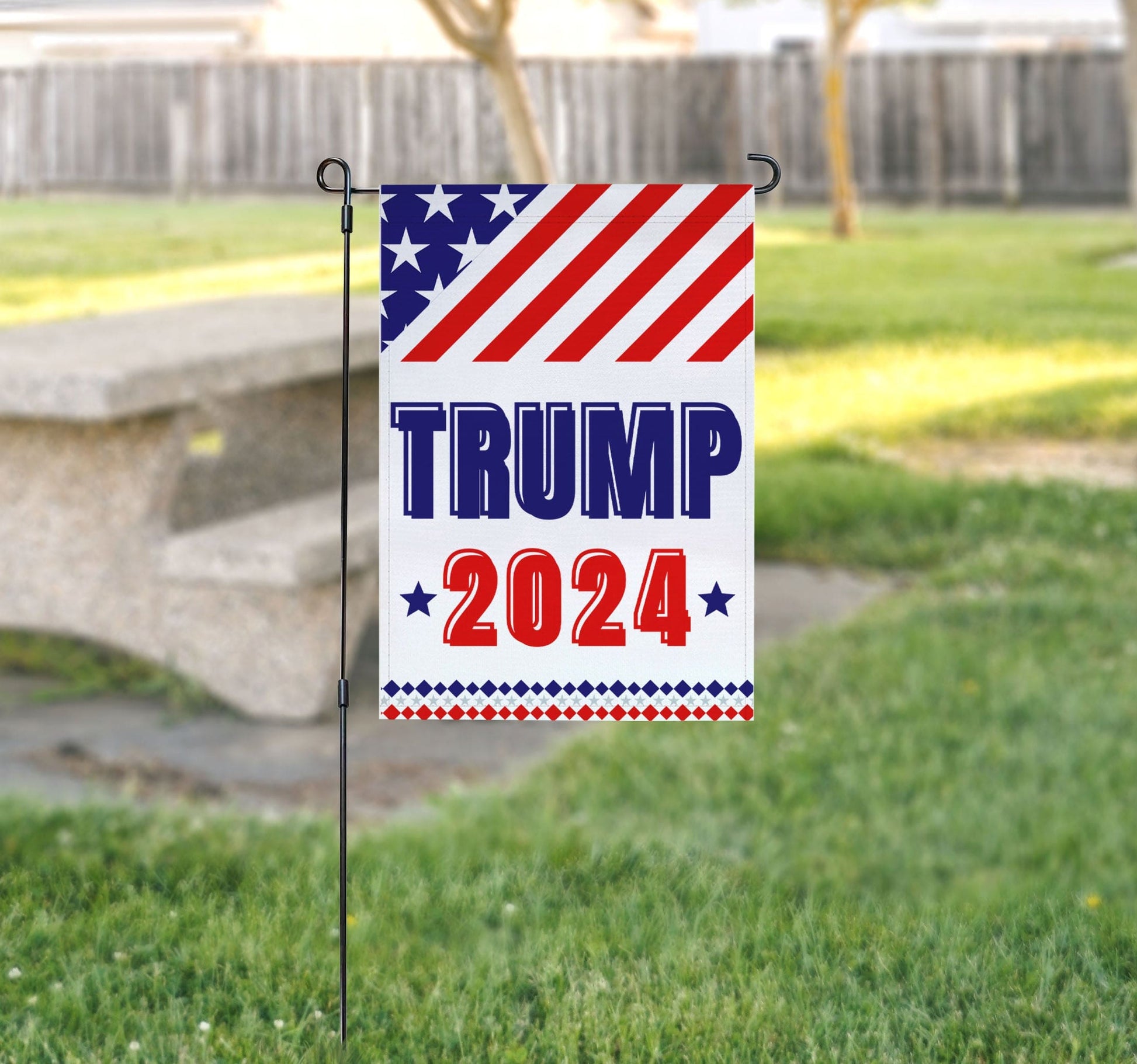 LiberTee Trump for President 2024 Outdoor Garden Flag | Trump 24 Save America 12x18 Flag Banner for Lawn or Garden | Patriotic Flag for MAGA Supporters - LiberTee Shirts