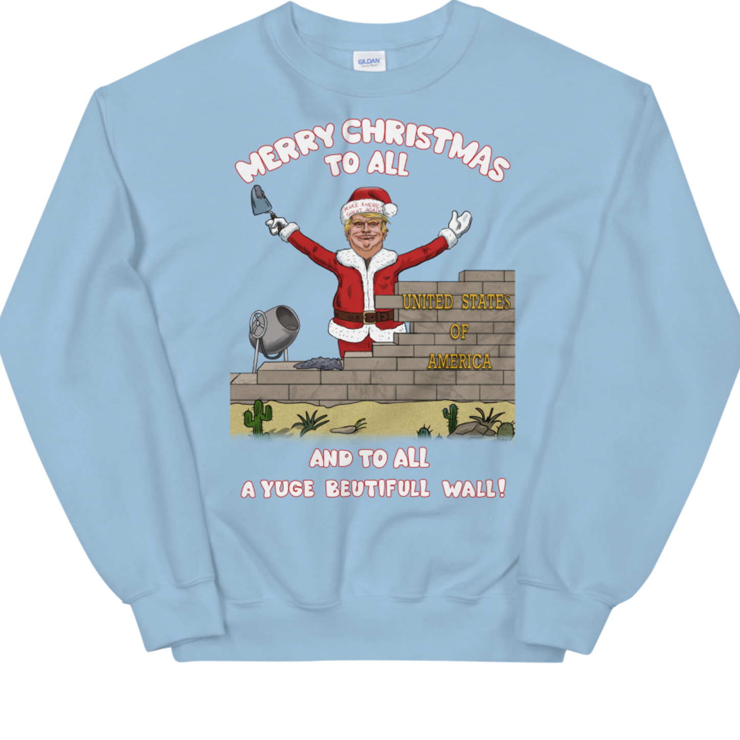 YUGE Wall Trump Christmas Sweater - LiberTee Shirts