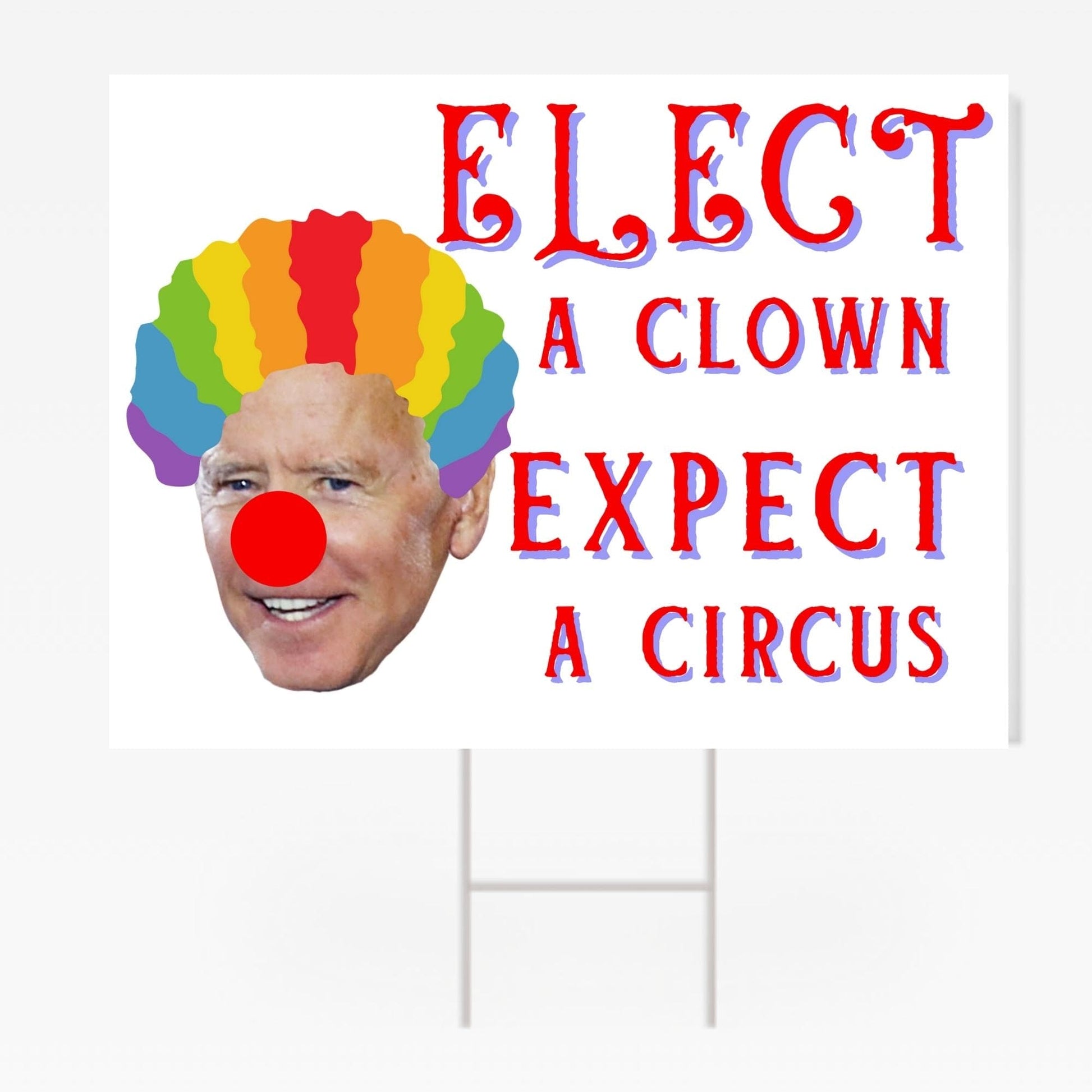 Biden is a Clown Yard Sign | Anti Joe Biden Lawn Decoration | Pro Trump 18"x12" Double-Sided Sign with Stake Made in USA - 2 Pieces - LiberTee Shirts