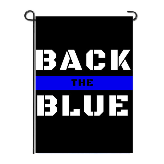 LiberTee Back The Blue Line Garden Flag Double Sided Banner Black White & Blue Yard Stripe | Support Law Enforcement Decorative Durable Outdoor American Police Flag - 12x18 - LiberTee Shirts