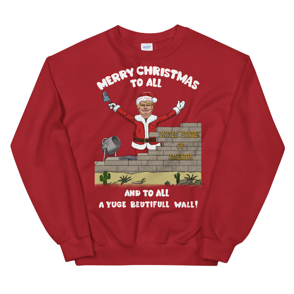 YUGE Wall Trump Christmas Sweater - LiberTee Shirts