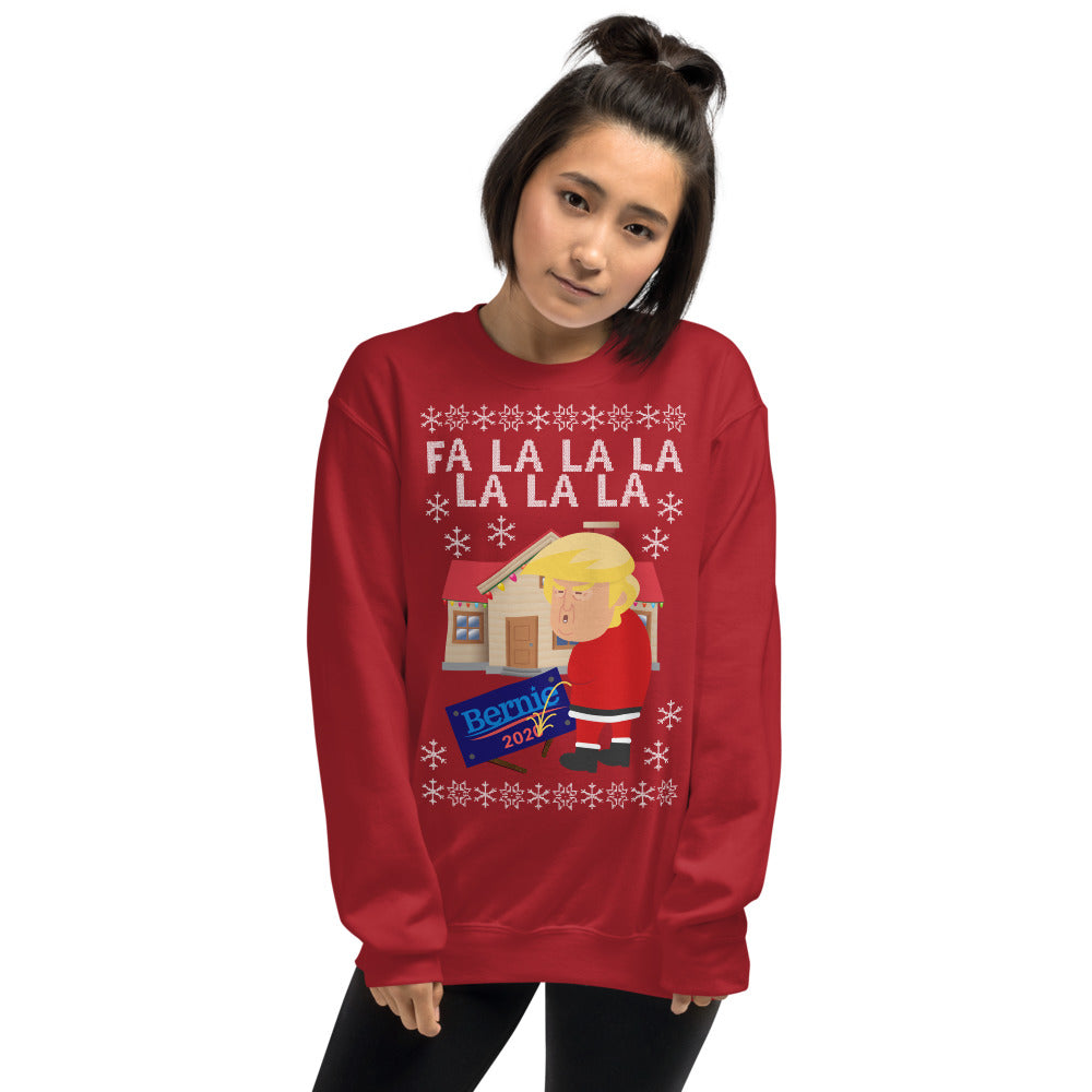 Caroling Trump Ugly Christmas Sweater Dissing Bernie Xmas Sweatshirt - LiberTee Shirts