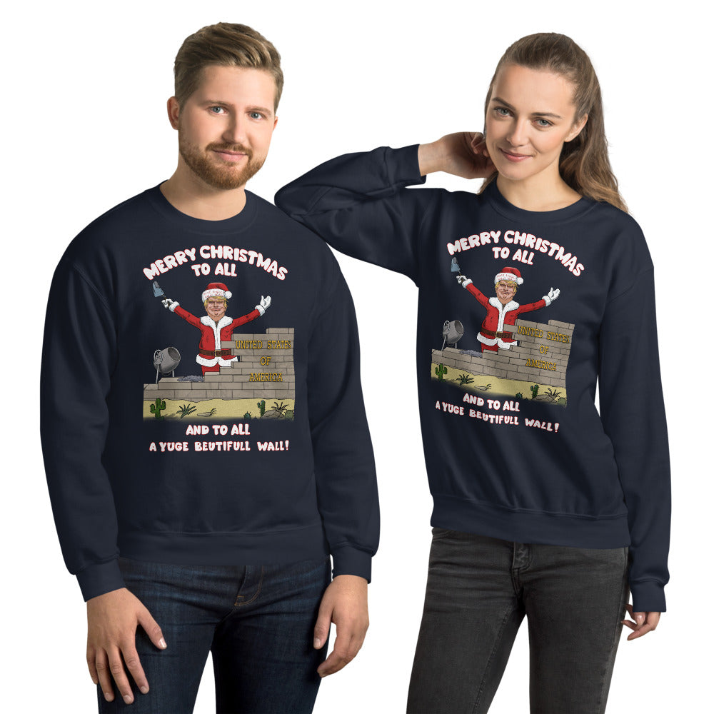 YUGE Wall Trump Christmas Sweater - LiberTee Shirts
