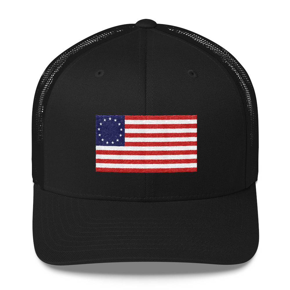 Betsy Ross Flag Trucker Cap 4th of July Hat - LiberTee Shirts