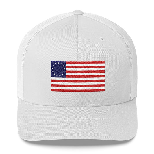 Betsy Ross Flag Trucker Cap 4th of July Hat - LiberTee Shirts
