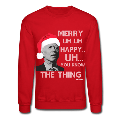 MERRY Uh Uh Ugly Xmas Crewneck Sweatshirt Red SPOD - red